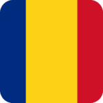 Flag of Romania, featuring vertical stripes of blue, yellow, and red.