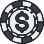 A casino chip featuring a prominent dollar sign, symbolizing gambling and monetary value.