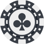 A poker chip featuring four spade symbols arranged around its edge.